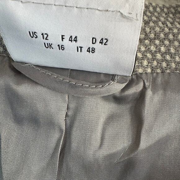 Akris Punto Dot Gray Single Button Front Blazer Size 12 White Wool - Picture 4 of 5